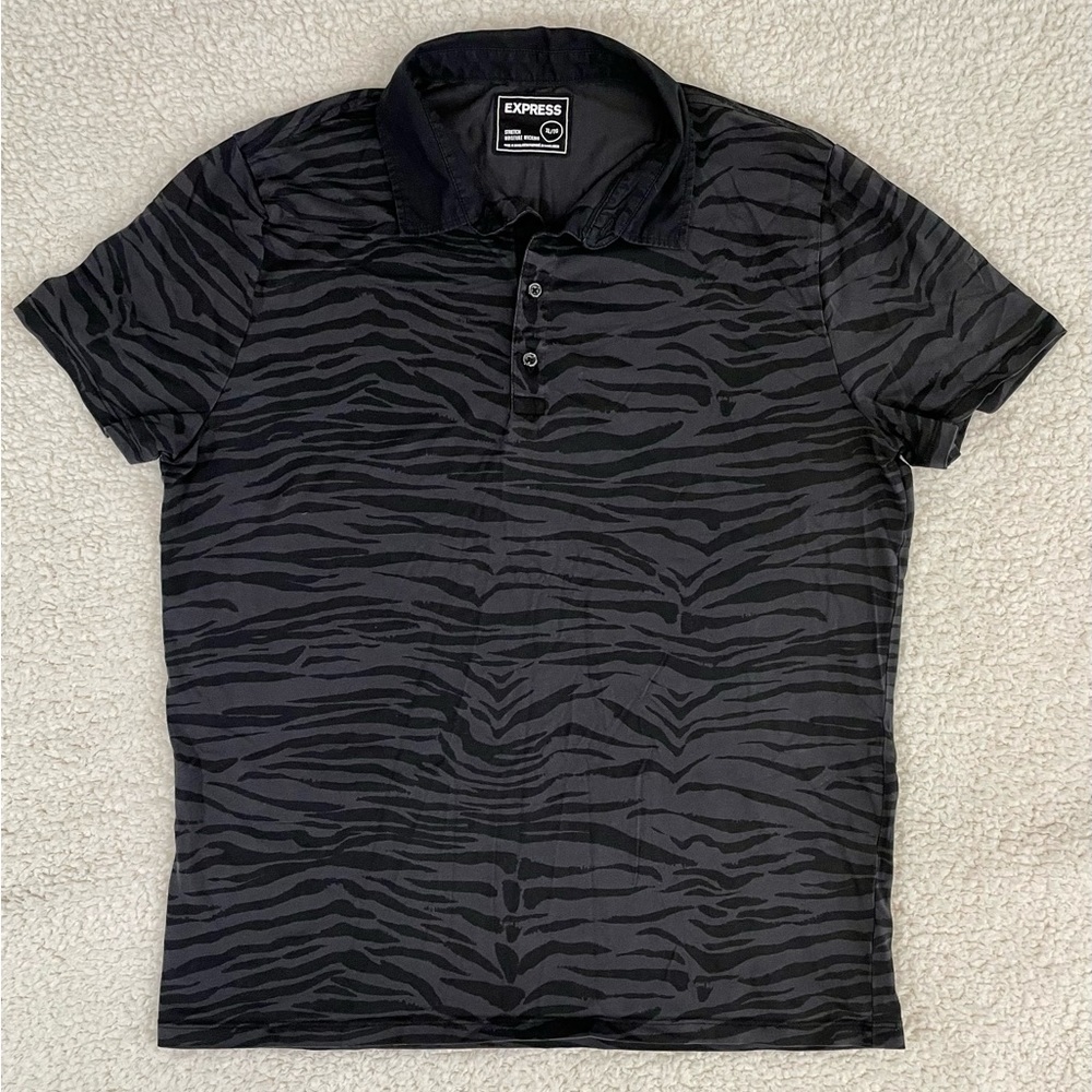 EXPRESS Men’s Black Zebra Pattern Polos. Size XL